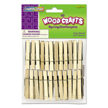 Creativity Street® Wood Spring Clothespins, 3.38" Length, Natural, 50-pack freeshipping - TVN Wholesale
